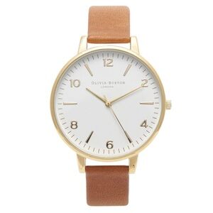 Olivia Burton Gold Case with Brown Leather Strap Watch